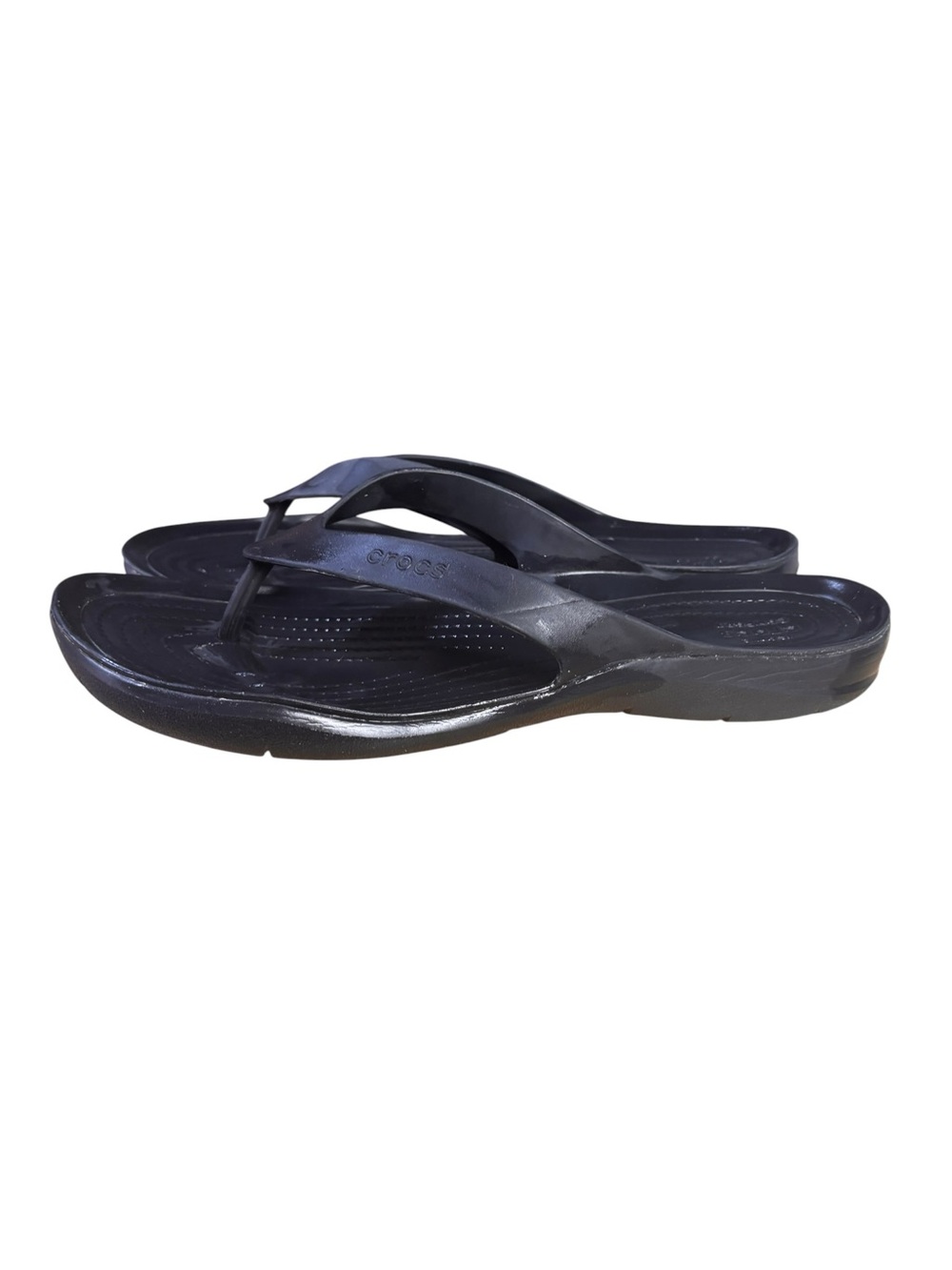 Crocs Kadee II Flip Flops Black Lightweight Comfort Thong Sandals Sz 10 - Picture 3 of 11